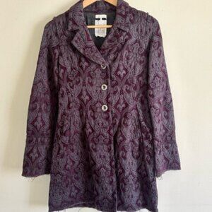 Free People Plum Vintage Brocade Tapestry Coat